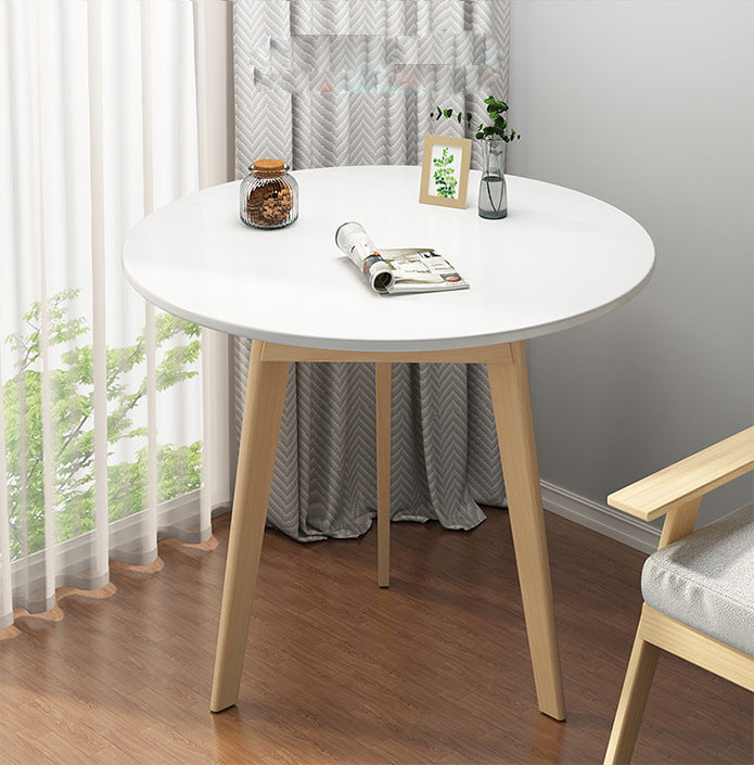 Modern Minimalist Round Medium Density Fiberboard Rubberwood Coffee Table 3 - Leg For Living Room