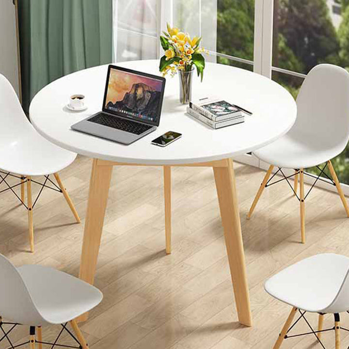 Modern Minimalist Round Medium Density Fiberboard Rubberwood Coffee Table 3 - Leg For Living Room