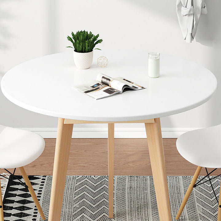 Modern Minimalist Round Medium Density Fiberboard Rubberwood Coffee Table 3 - Leg For Living Room