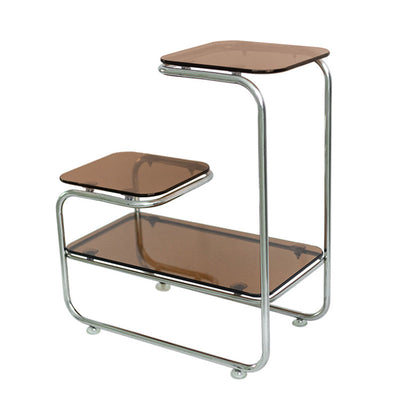 Table d'appoint en verre et fer géométrique Art Déco moderne à 3 niveaux pour salle à manger 