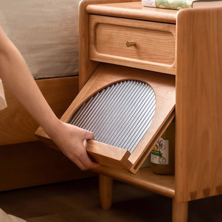 Table de chevet contemporaine rétro carrée en bois de cerisier avec 1 tiroir pour le côté du lit 