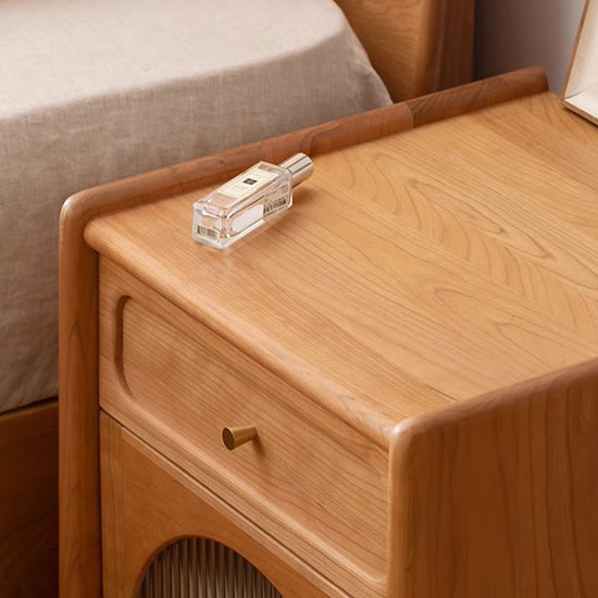 Table de chevet contemporaine rétro carrée en bois de cerisier avec 1 tiroir pour le côté du lit 
