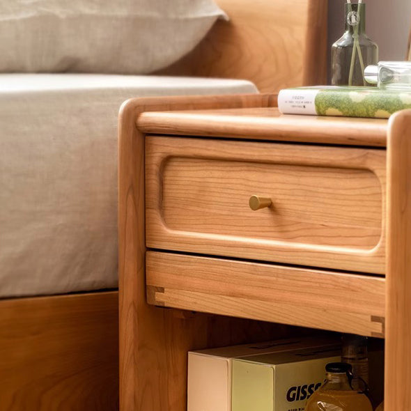 Table de chevet contemporaine rétro carrée en bois de cerisier avec 1 tiroir pour le côté du lit 