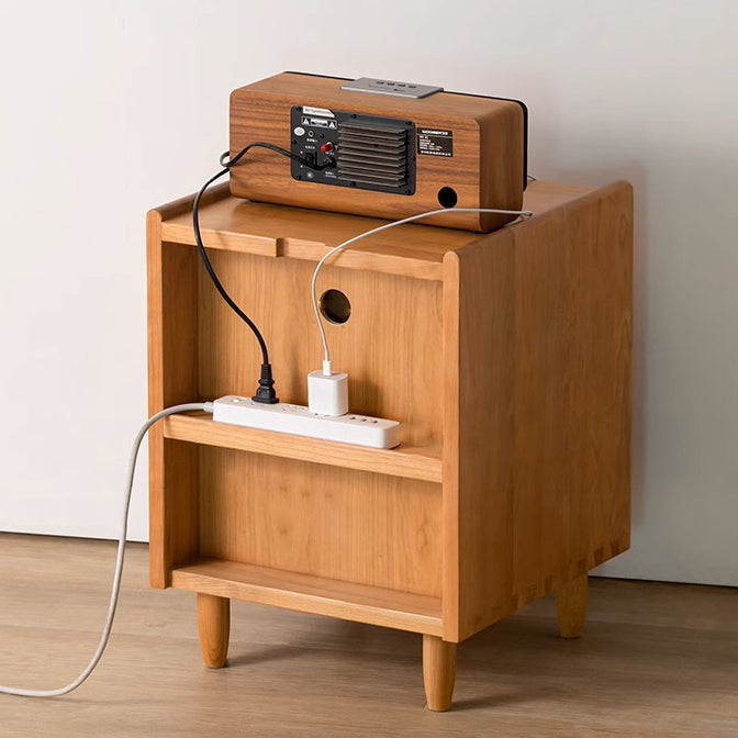 Table de chevet contemporaine rétro carrée en bois de cerisier avec 1 tiroir pour le côté du lit 