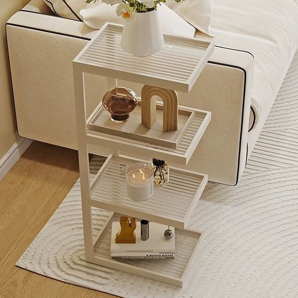 Contemporary Simplicity Glass Iron Side Table 3/4 - Tier For Living Room