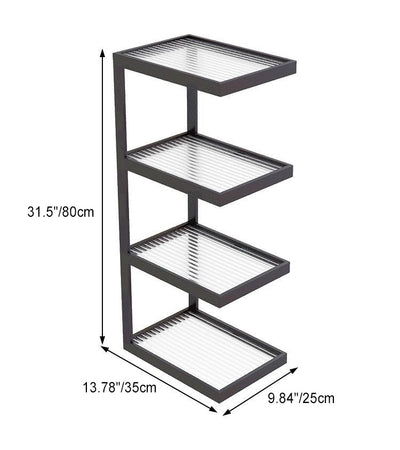Contemporary Simplicity Glass Iron Side Table 3/4 - Tier For Living Room