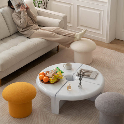 Moderner Einfachheit Runder Spleiß-ABS-Couchtisch 4 - Ebenen Für Wohnzimmer 