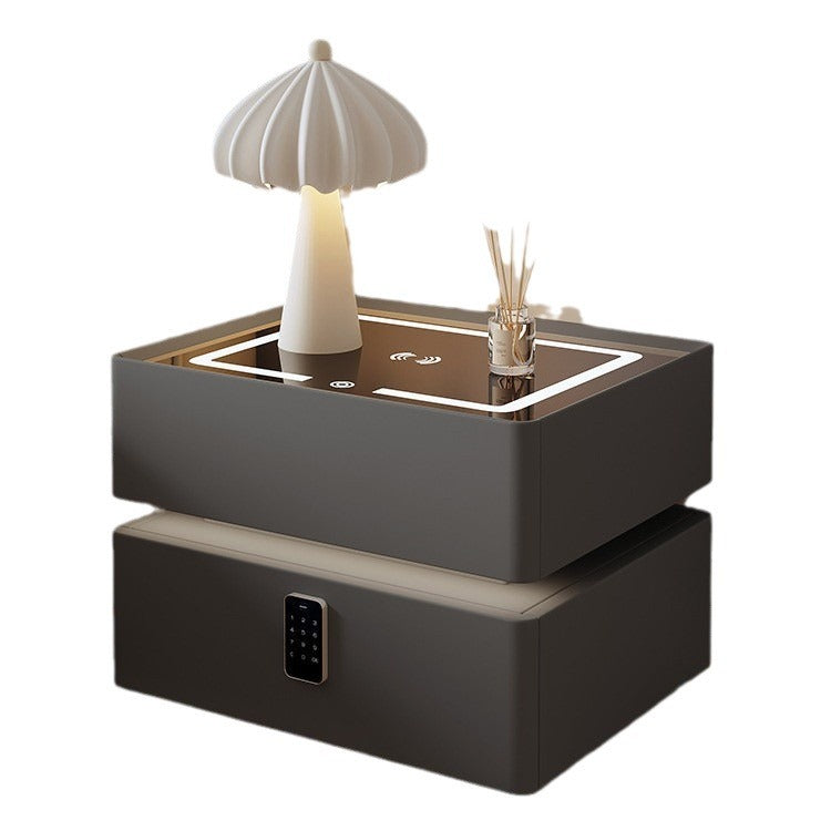 Cube nordique contemporain en verre carré avec pierre frittée, table de chevet à 2 tiroirs pour chambre 