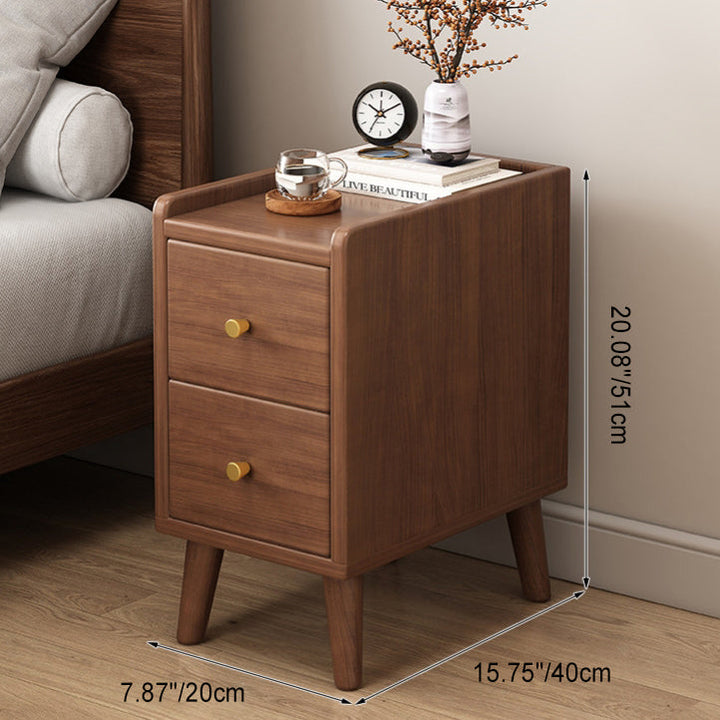 Contemporary Nordic Cube Square Medium Density Fiberboard Nightstand 2 - Drawer For Bedroom