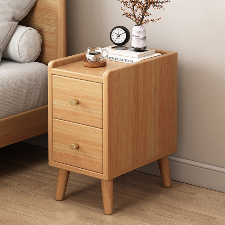 Contemporary Nordic Cube Square Medium Density Fiberboard Nightstand 2 - Drawer For Bedroom