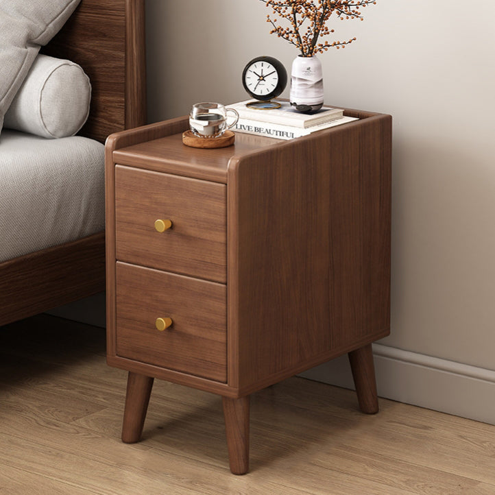 Cube rétro contemporain en panneau de fibres à densité moyenne Table de chevet 2 tiroirs pour chambre 