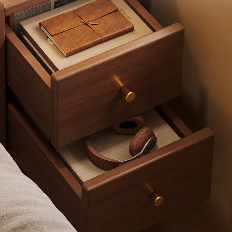 Cube rétro contemporain en panneau de fibres à densité moyenne Table de chevet 2 tiroirs pour chambre 