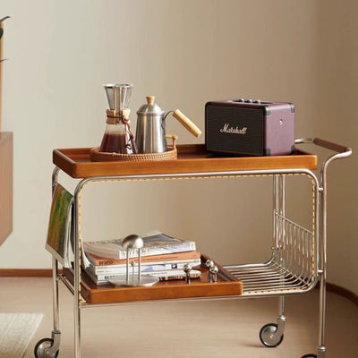 Table d'appoint contemporaine en bois nordique avec 4 roues pour le salon 