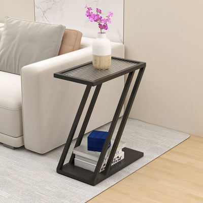 Moderner minimalistischer Eisen-Glas-Geometrie-Beistelltisch 2-stufig für Wohnzimmer 