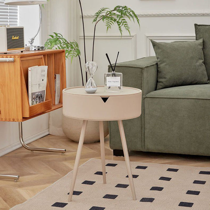 Mesa Auxiliar Redonda de Acero Inoxidable PP de Simplicidad Moderna con 3 Patas para Sala de Estar 