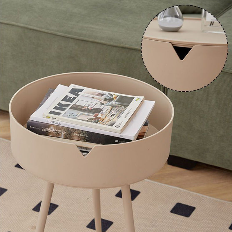 Mesa Auxiliar Redonda de Acero Inoxidable PP de Simplicidad Moderna con 3 Patas para Sala de Estar 