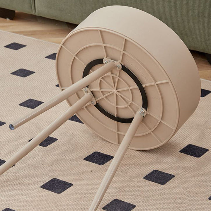 Mesa Auxiliar Redonda de Acero Inoxidable PP de Simplicidad Moderna con 3 Patas para Sala de Estar 