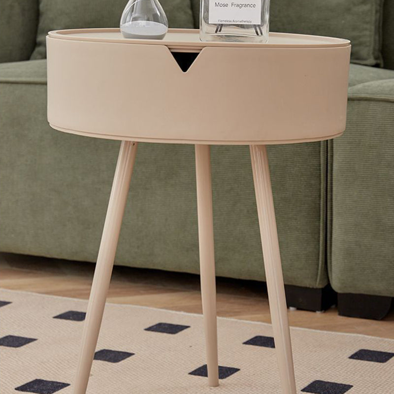 Mesa Auxiliar Redonda de Acero Inoxidable PP de Simplicidad Moderna con 3 Patas para Sala de Estar 