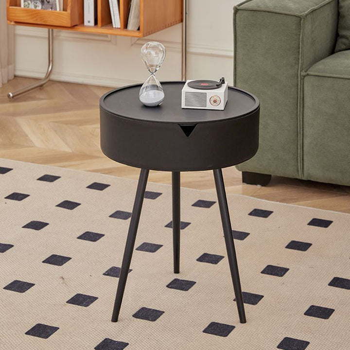 Mesa Auxiliar Redonda de Acero Inoxidable PP de Simplicidad Moderna con 3 Patas para Sala de Estar 