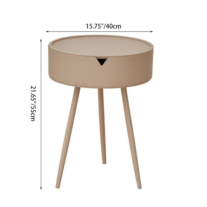 Mesa Auxiliar Redonda de Acero Inoxidable PP de Simplicidad Moderna con 3 Patas para Sala de Estar 
