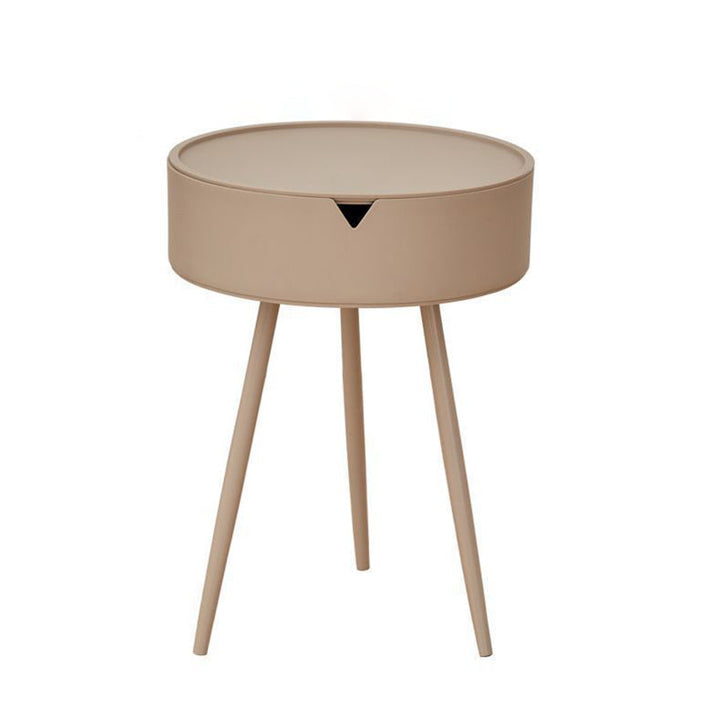 Mesa Auxiliar Redonda de Acero Inoxidable PP de Simplicidad Moderna con 3 Patas para Sala de Estar 