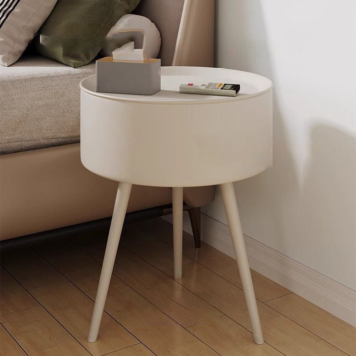Mesa Auxiliar Redonda de Acero Inoxidable PP de Simplicidad Moderna con 3 Patas para Sala de Estar 