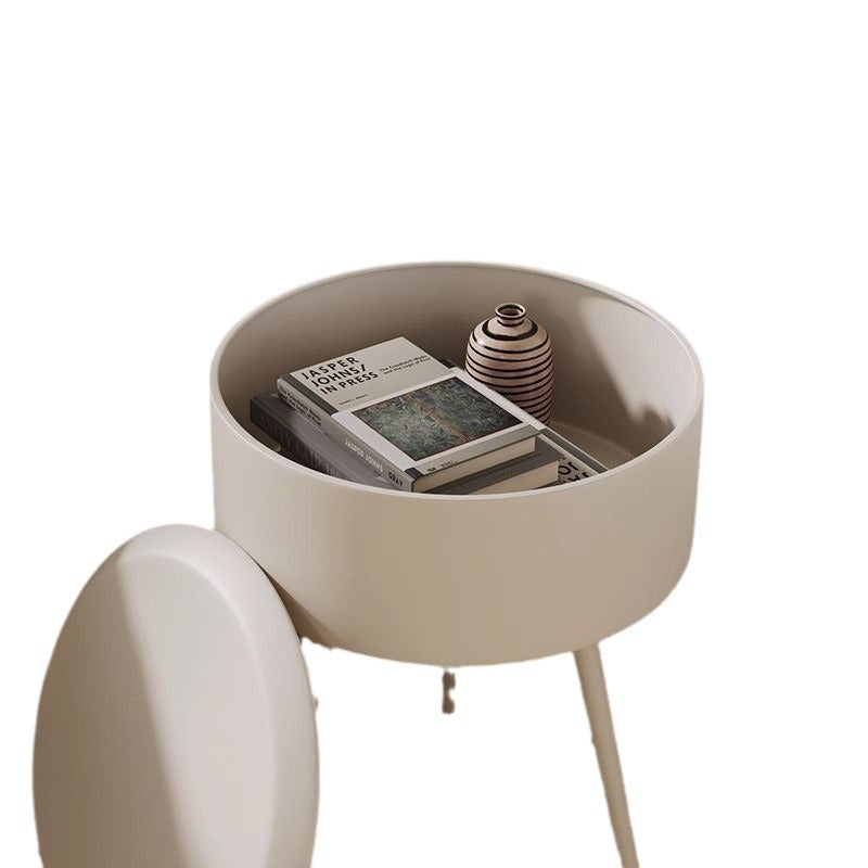 Mesa Auxiliar Redonda de Acero Inoxidable PP de Simplicidad Moderna con 3 Patas para Sala de Estar 