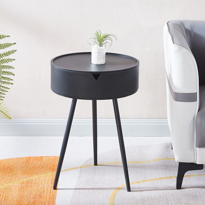 Mesa Auxiliar Redonda de Acero Inoxidable PP de Simplicidad Moderna con 3 Patas para Sala de Estar 