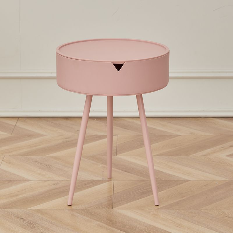 Mesa Auxiliar Redonda de Acero Inoxidable PP de Simplicidad Moderna con 3 Patas para Sala de Estar 