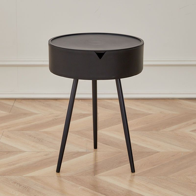 Mesa Auxiliar Redonda de Acero Inoxidable PP de Simplicidad Moderna con 3 Patas para Sala de Estar 