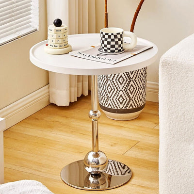 Table d'appoint en verre rond en fer inoxydable de simplicité moderne 1 - Plateau pour salon 