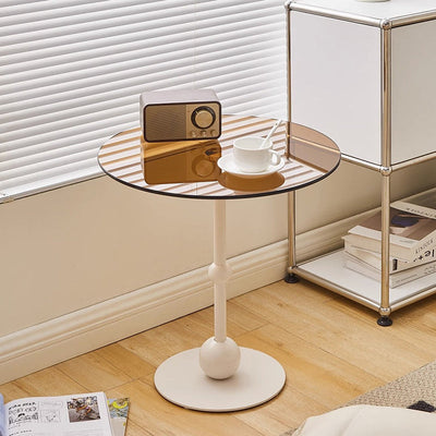 Table d'appoint en verre rond en fer inoxydable de simplicité moderne 1 - Plateau pour salon 