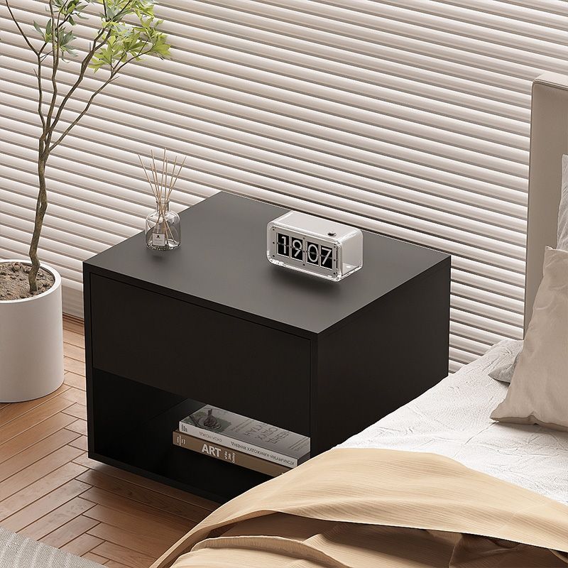 Moderner minimalistischer kubischer Nachttisch aus MDF und Acryl mit 1 Schublade für das Schlafzimmer 