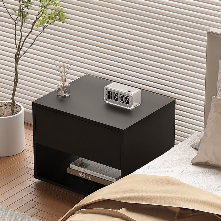 Moderner minimalistischer kubischer Nachttisch aus MDF und Acryl mit 1 Schublade für das Schlafzimmer 