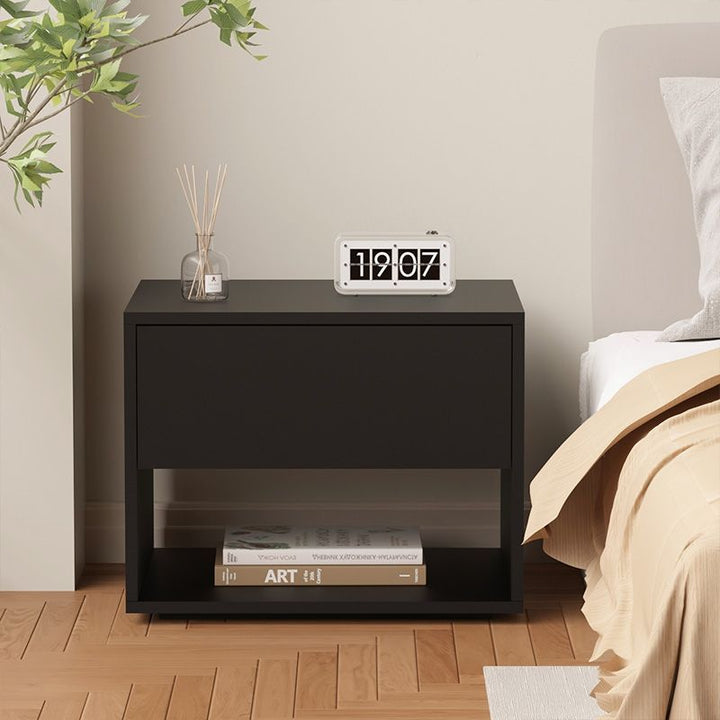 Moderner minimalistischer kubischer Nachttisch aus MDF und Acryl mit 1 Schublade für das Schlafzimmer 
