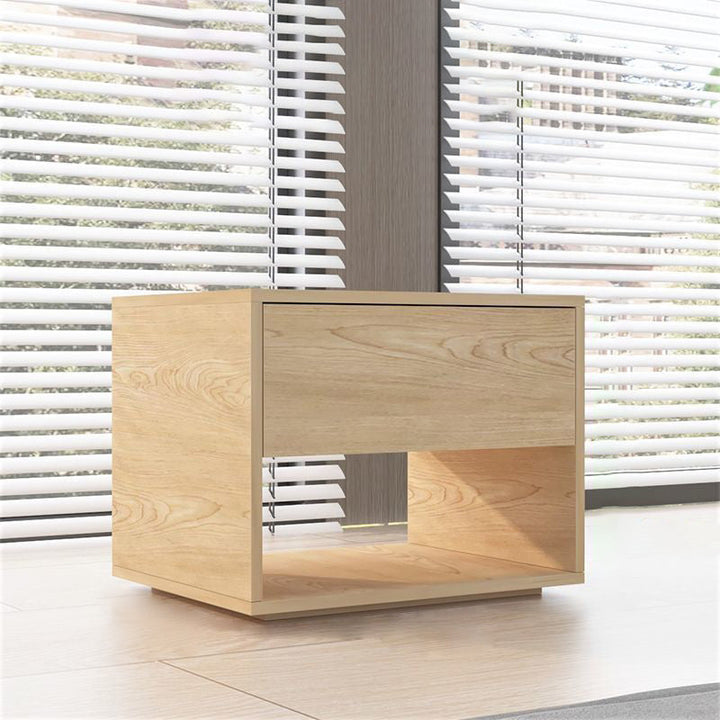 Moderner minimalistischer kubischer Nachttisch aus MDF und Acryl mit 1 Schublade für das Schlafzimmer 