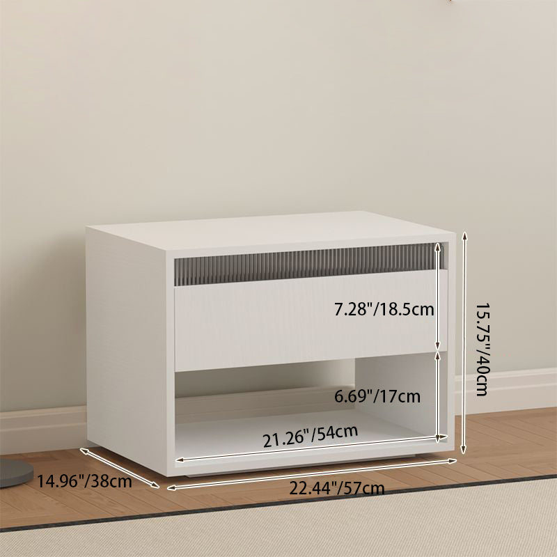 Moderner minimalistischer kubischer Nachttisch aus MDF und Acryl mit 1 Schublade für das Schlafzimmer 