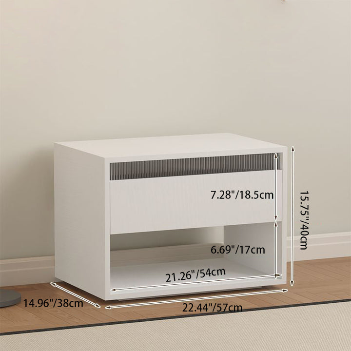 Moderner minimalistischer kubischer Nachttisch aus MDF und Acryl mit 1 Schublade für das Schlafzimmer 