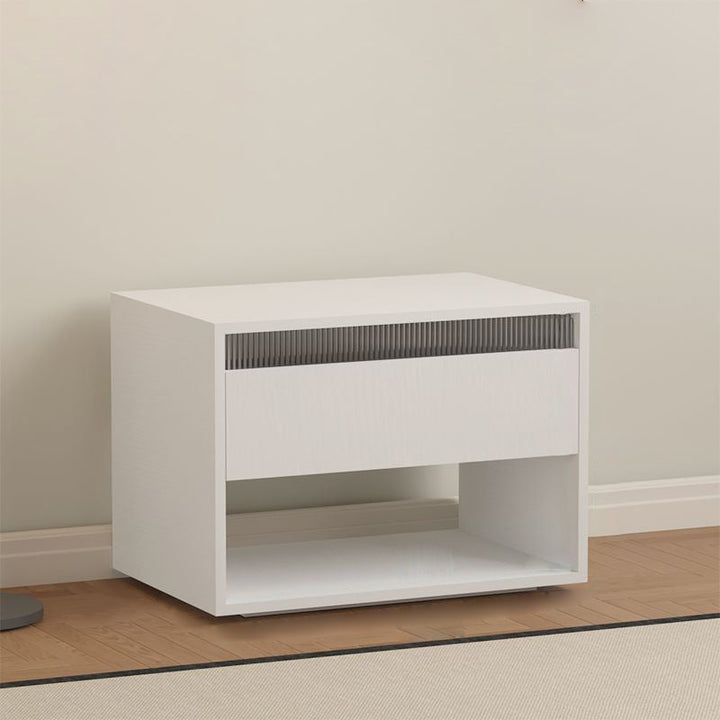 Moderner minimalistischer kubischer Nachttisch aus MDF und Acryl mit 1 Schublade für das Schlafzimmer 