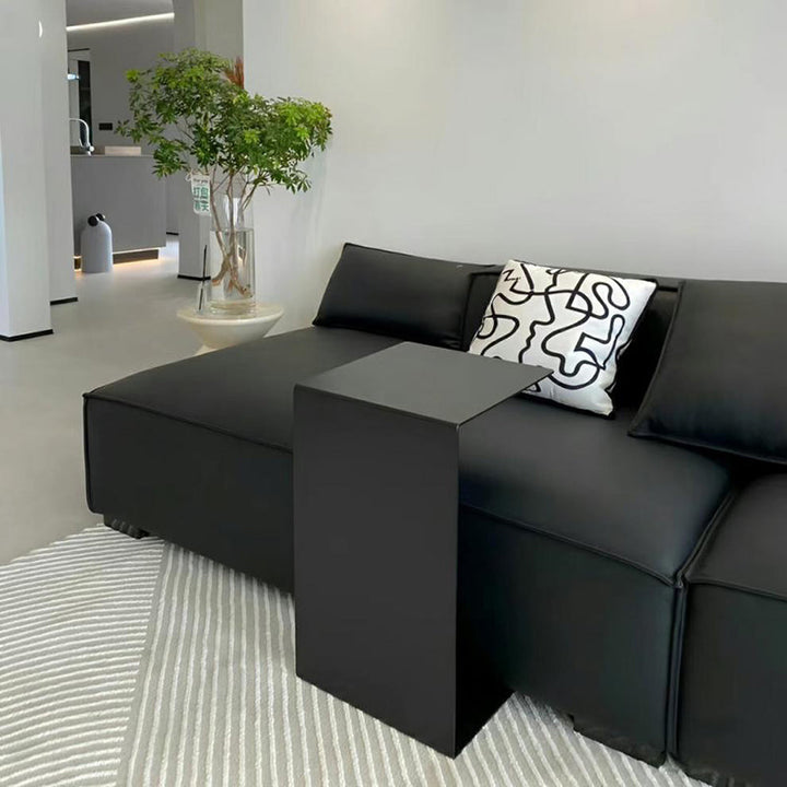 Moderner minimalistischer geometrischer Beistelltisch aus Karbonstahl, 2 Ebenen, für das Wohnzimmer 