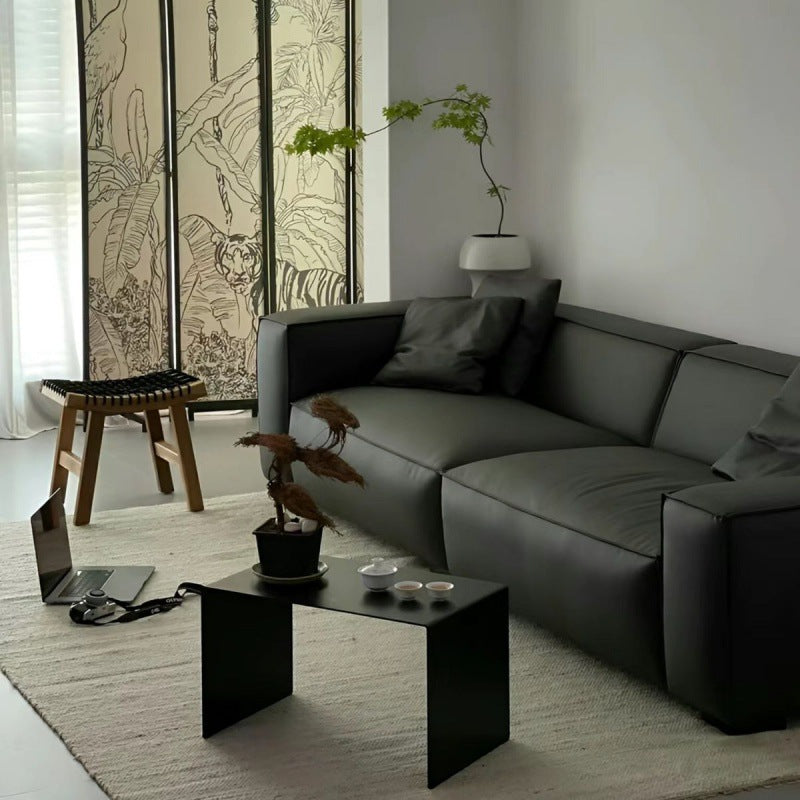 Moderner minimalistischer geometrischer Beistelltisch aus Karbonstahl, 2 Ebenen, für das Wohnzimmer 