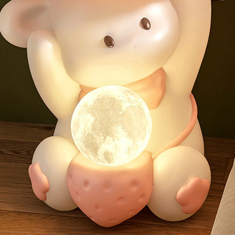 Mesita de noche de resina de fibra de densidad media de conejo dulce creativo contemporáneo 1 - Gabinete para dormitorio 