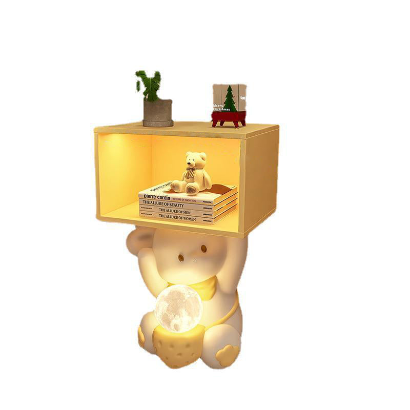 Mesita de noche de resina de fibra de densidad media de conejo dulce creativo contemporáneo 1 - Gabinete para dormitorio 