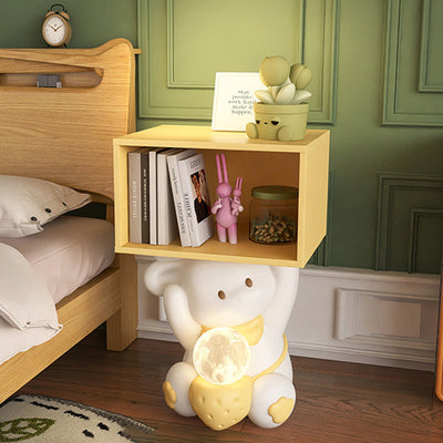 Mesita de noche de resina de fibra de densidad media de conejo dulce creativo contemporáneo 1 - Gabinete para dormitorio 
