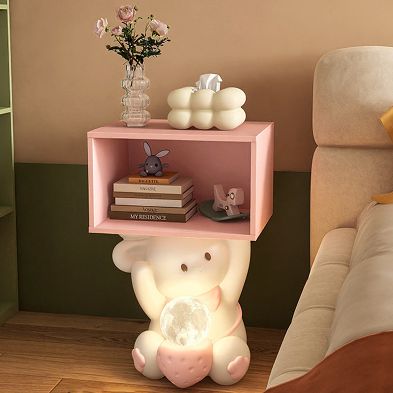 Mesita de noche de resina de fibra de densidad media de conejo dulce creativo contemporáneo 1 - Gabinete para dormitorio 