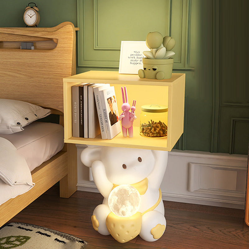 Mesita de noche de resina de fibra de densidad media de conejo dulce creativo contemporáneo 1 - Gabinete para dormitorio 
