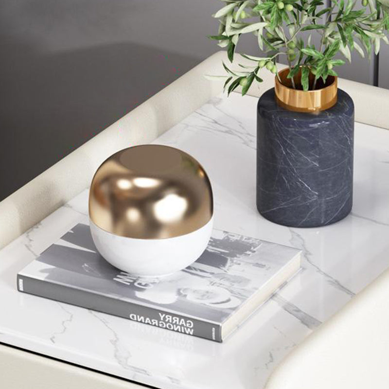 Table de chevet en cuir microfibre de pin nordique contemporain en pierre frittée 2 tiroirs pour chambre 