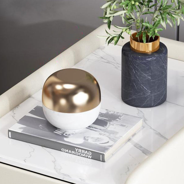 Table de chevet en cuir microfibre de pin nordique contemporain en pierre frittée 2 tiroirs pour chambre 