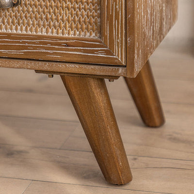Table d'appoint carrée rustique traditionnelle en sapin chinois avec 2 tiroirs pour salon 
