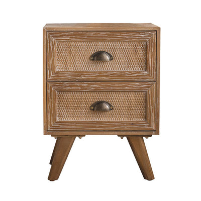 Table d'appoint carrée rustique traditionnelle en sapin chinois avec 2 tiroirs pour salon 